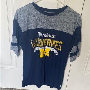 Women’s Michigan Wolverines Navy and Gray T-Shirt